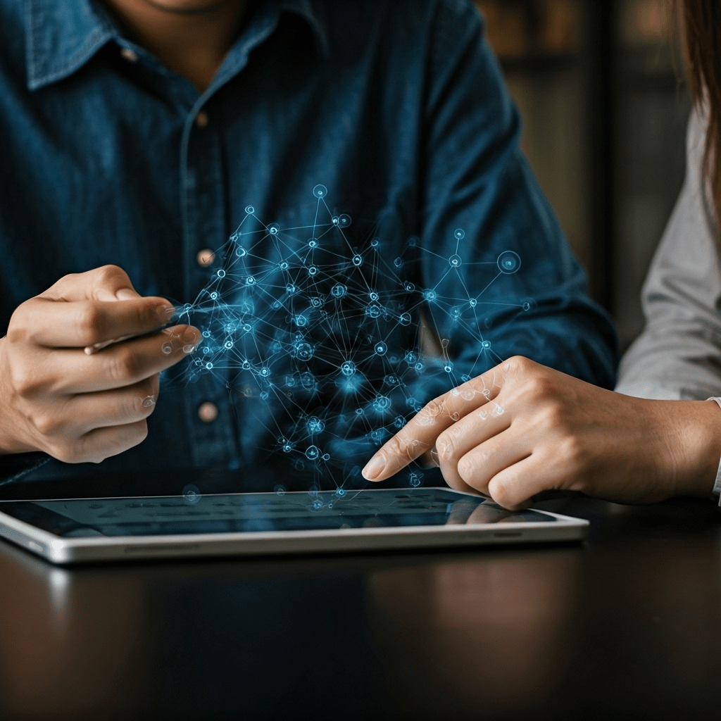 Marketers reviewing link diagrams