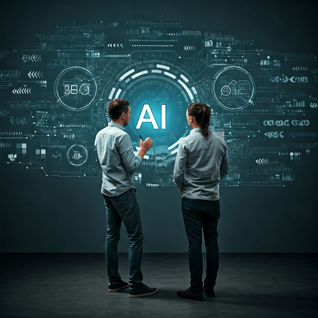 Team planning AI SEO strategy